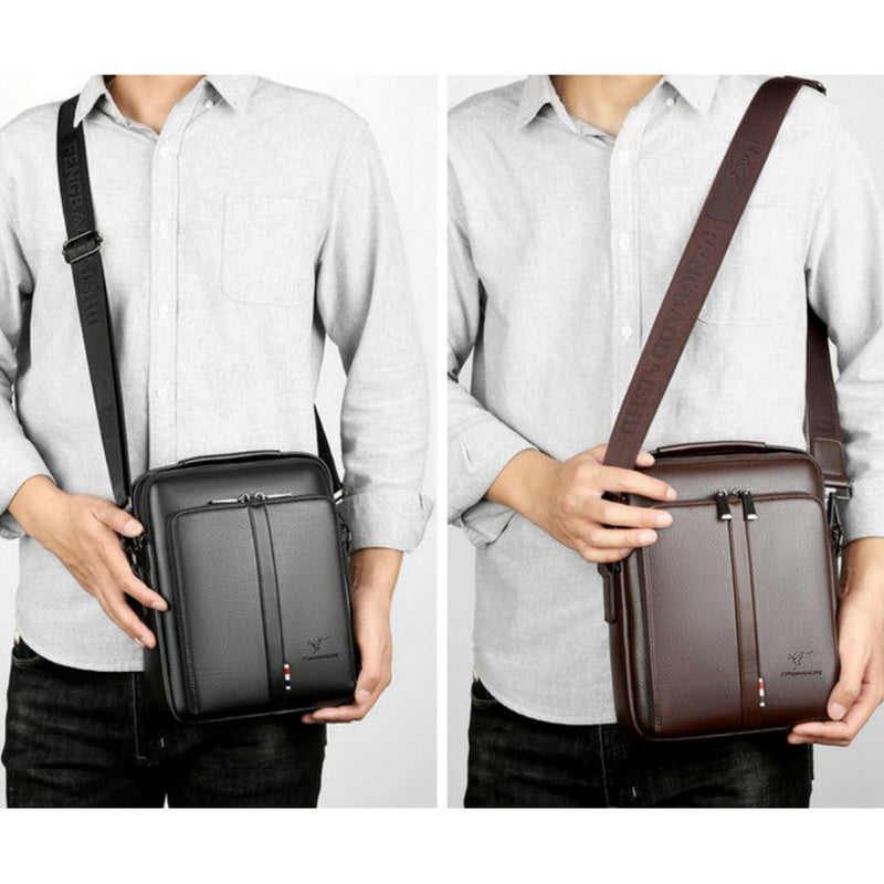 Bolsa de Couro Masculina Transversal