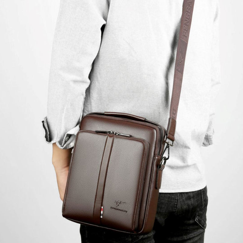 Bolsa de Couro Masculina Transversal